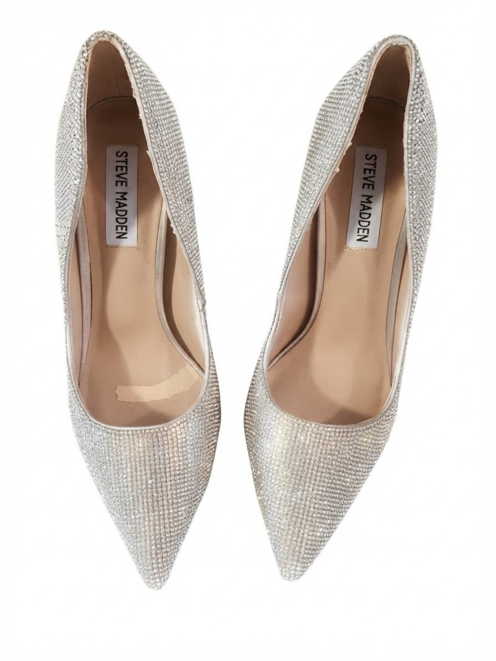 Steve Madden Silver Crystal Pointed-Toe Pumps